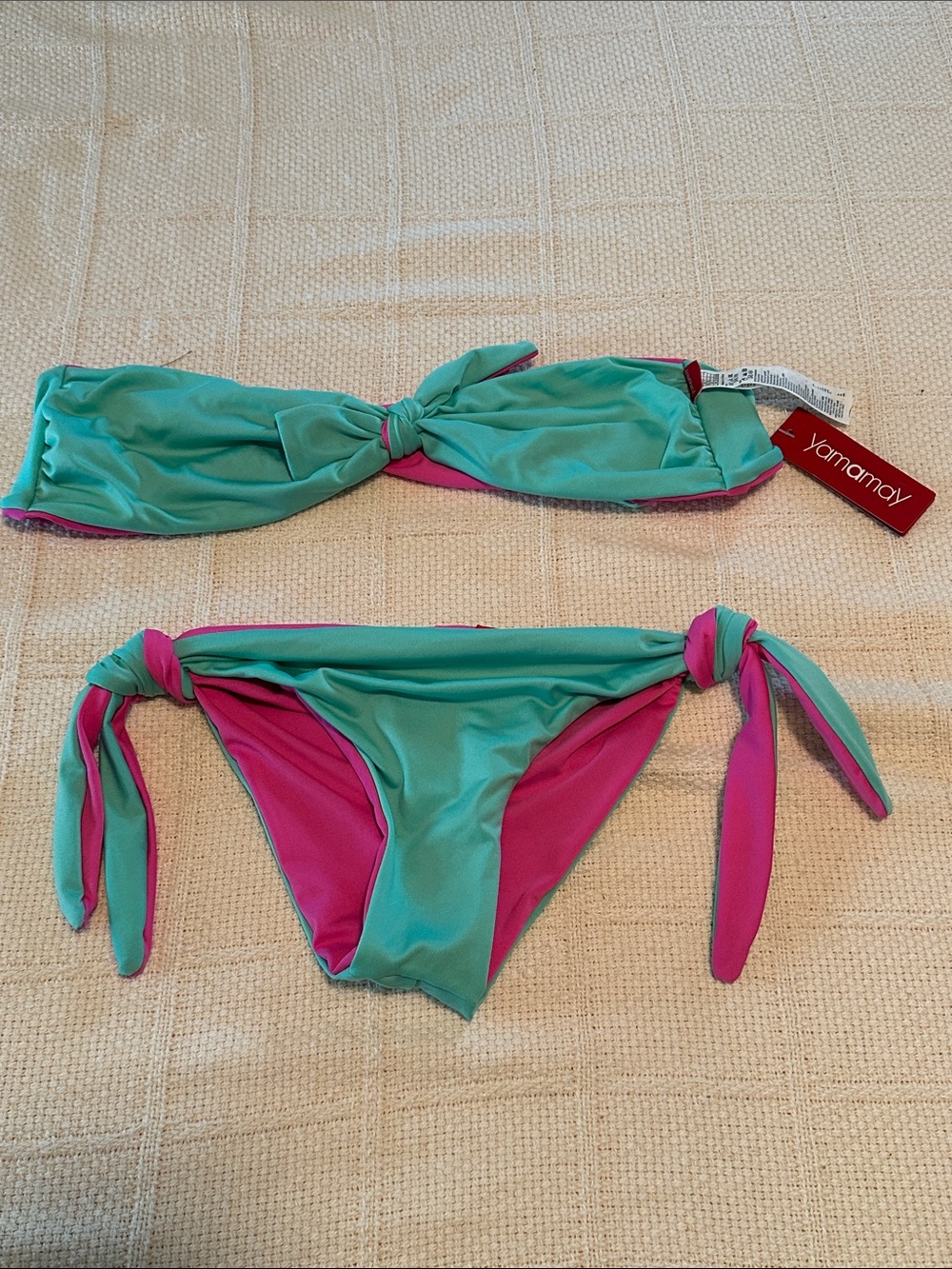 Yamamay Turquoise & Pink Tie-Side Women's Bikini